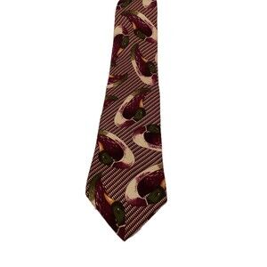 Hathaway Burgundy Mallard Duck Print Necktie Silk 56-in Long Made I the USA